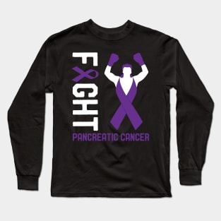 Fight Pancreatic Cancer Awareness Ribbon Month Day Survivor Long Sleeve T-Shirt